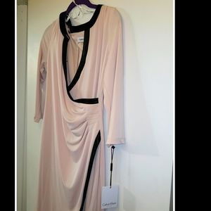 Calvin Klein wrap dress w leather trim NWT sz 10